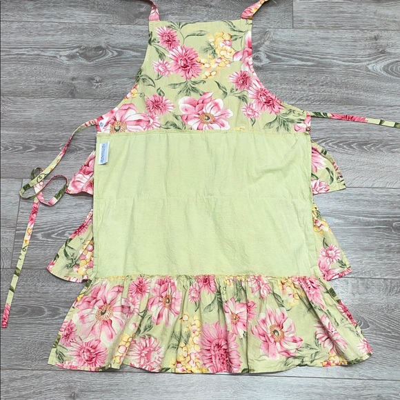 April Cornell 100% Cotton Garden Floral Ruffle Tiered Pocket Kitchen Apron - Picture 14 of 16